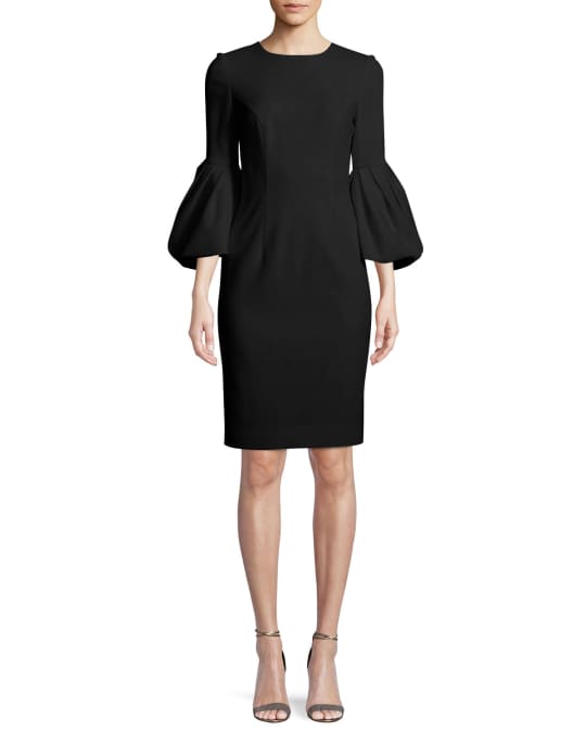 Carolina Herrera Blouson-Sleeve Cocktail Sheath Dress | Neiman Marcus