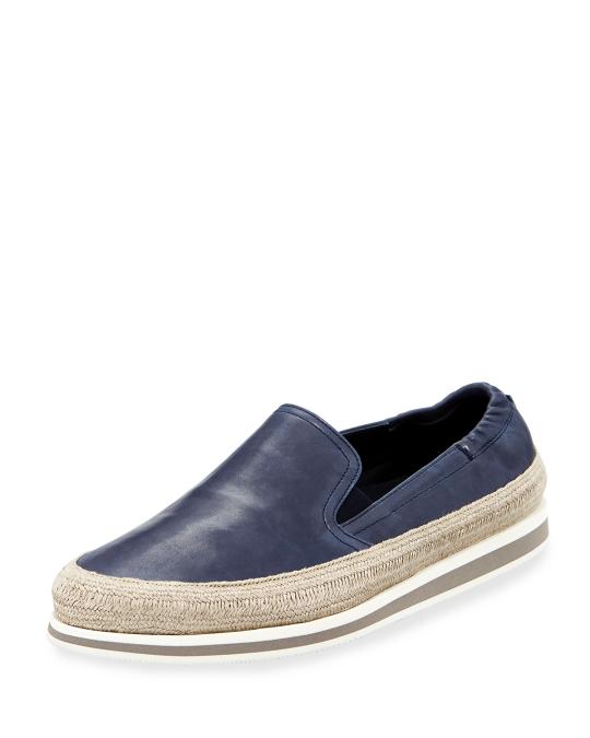 Prada Men’s Espadrille Sneaker Prada Linea Rossa Espadrille Sneakers Navy Leather Size 7  main image 2