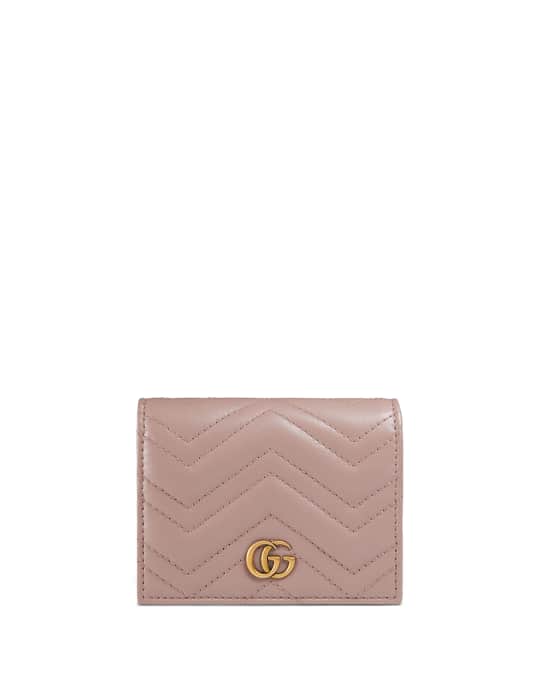 Gucci GG Marmont Quilted Leather Flap Card Case | Neiman Marcus