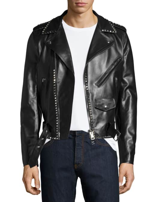 Valentino Garavani Rockstud Leather Moto Jacket | Neiman Marcus