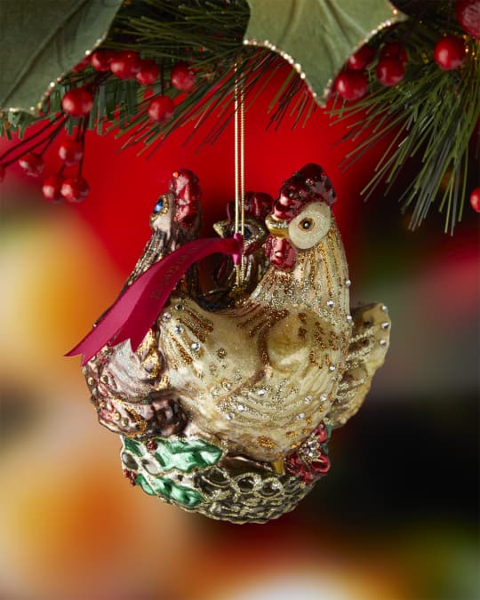Jay Strongwater Three French Hens Glass Ornament | Neiman Marcus