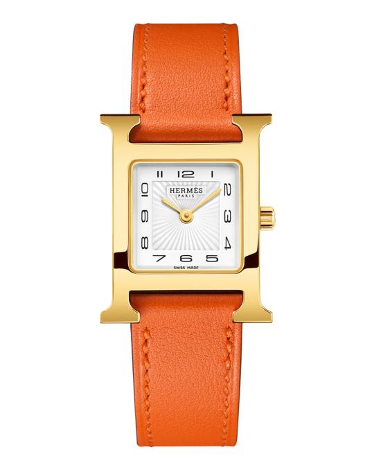 Hermes Heure H Watch, Gold Plate & Leather Strap | Neiman Marcus display picture 2
