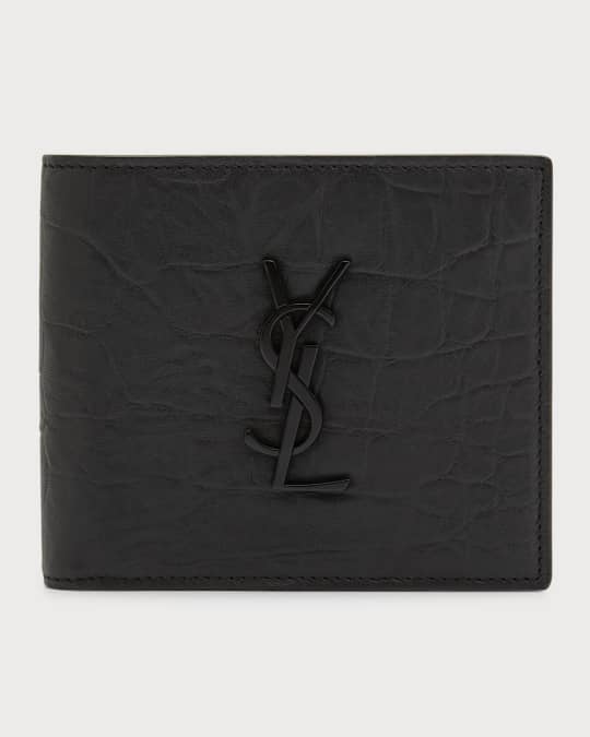 Saint Laurent Black Grained Leather Monogram Bifold Wallet Saint Laurent  Paris