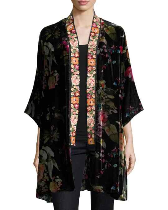 Johnny Was Kehlani Reversible Velvet Kimono W/ Embroidery Trim | Neiman ...