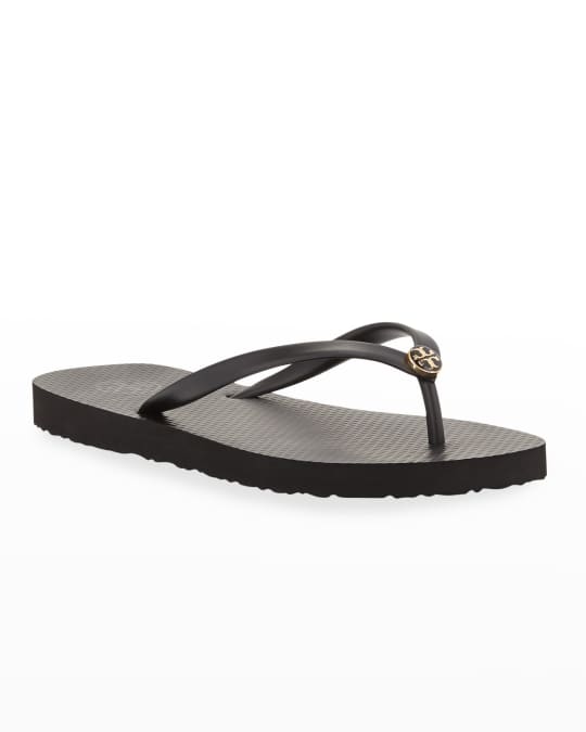 Tory burch black rubber flip flops sale