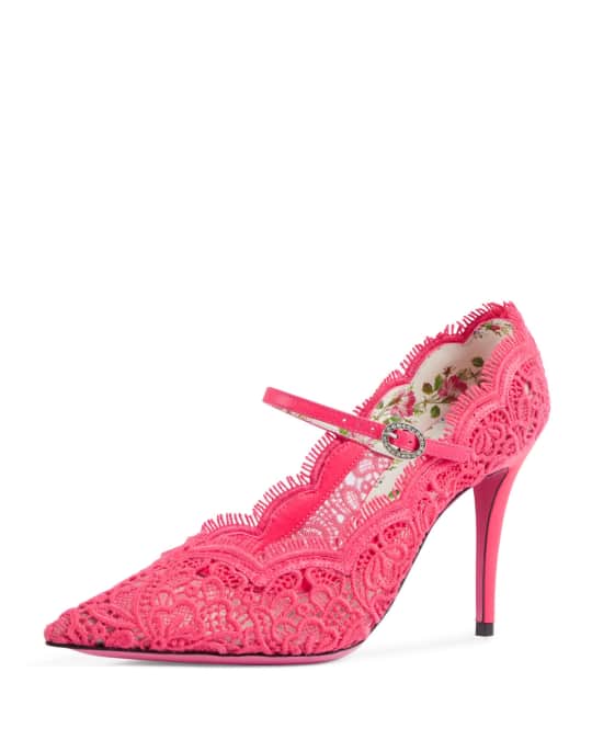 Gucci virginia lace mary jane pumps store