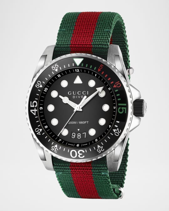 GUCCI 時計 Gucci 45mm Gucci Dive Watch w/ Nylon Web Strap | Neiman Marcus