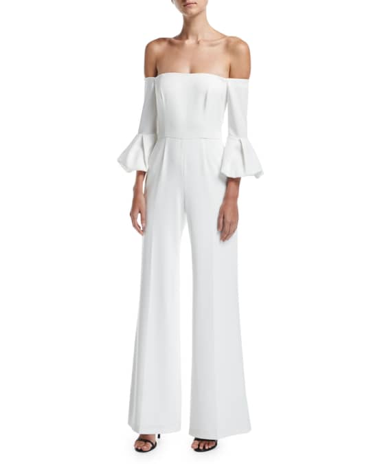 Jay Godfrey Griffith Off-the-Shoulder Puff-Sleeve Wide-Leg Jumpsuit ...