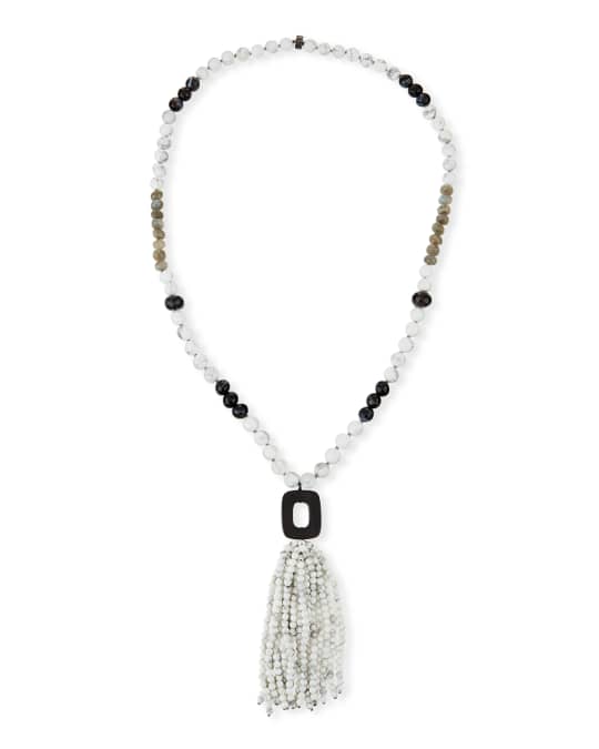 NEST Jewelry White Howlite & Agate Tassel Necklace | Neiman Marcus