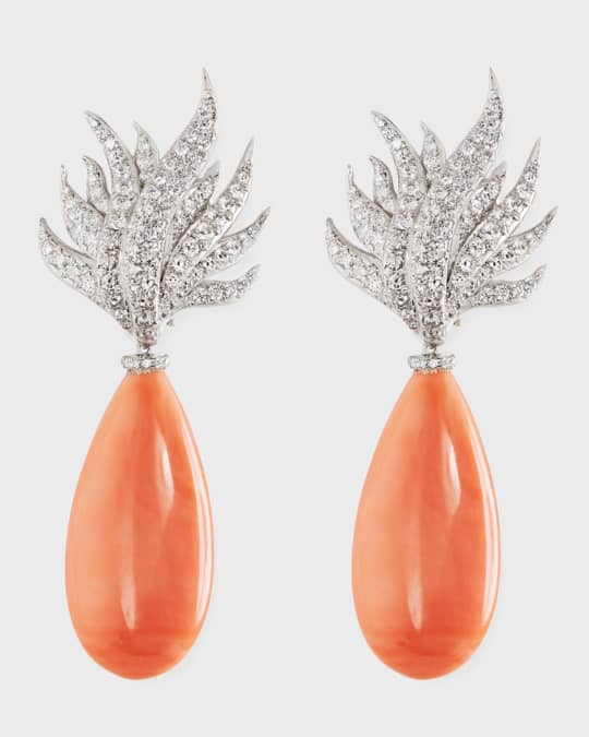 Coral and diamond earrings online