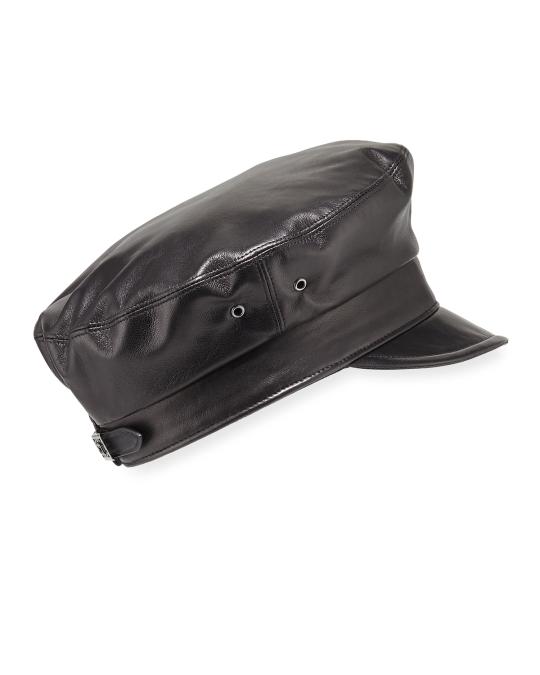 Eric Javits Night Porter Leather Newsboy Cap | Neiman Marcus display picture 2