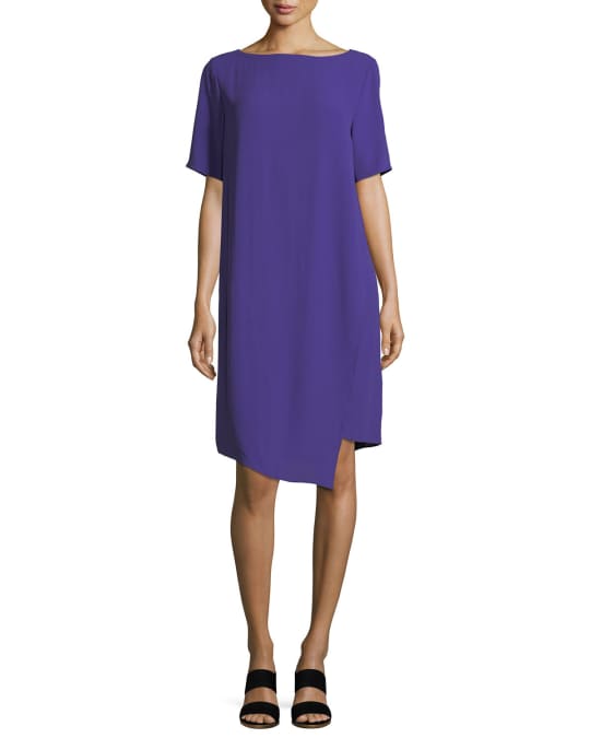 Eileen Fisher Silk Crepe Asymmetric Dress Neiman Marcus