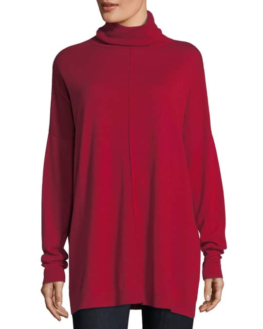 Eileen Fisher Fine Merino Turtleneck Box Top, Plus Size Neiman Marcus