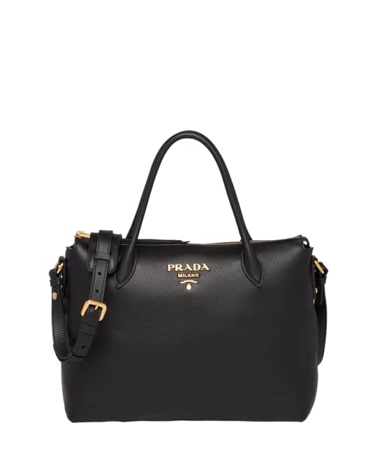 Prada Daino Zip-Top Tote Bag | Neiman Marcus