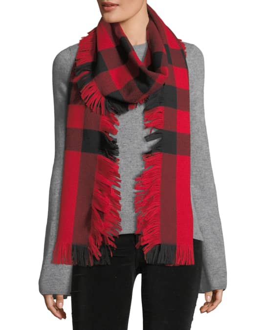 Burberry Half Mega Fashion Plaid Fringe Scarf Neiman Marcus