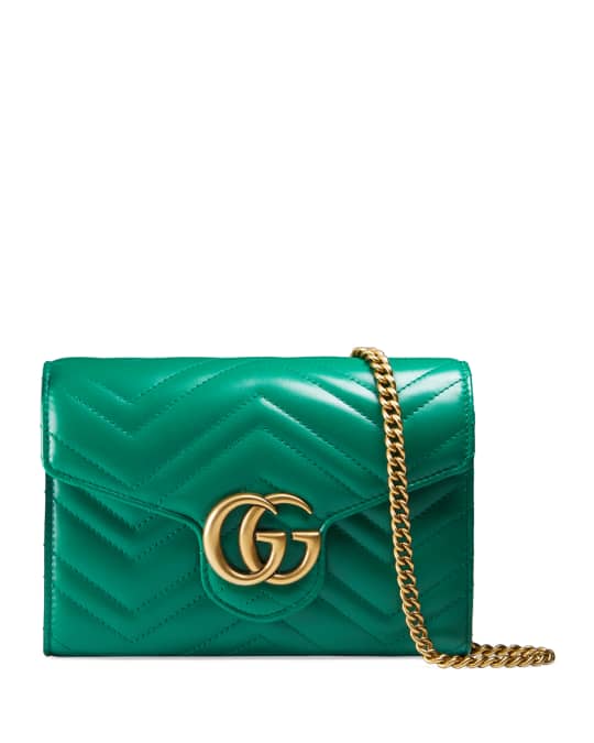 Gucci GG Marmont Chevron Quilted Leather Flap Wallet on a Chain ...