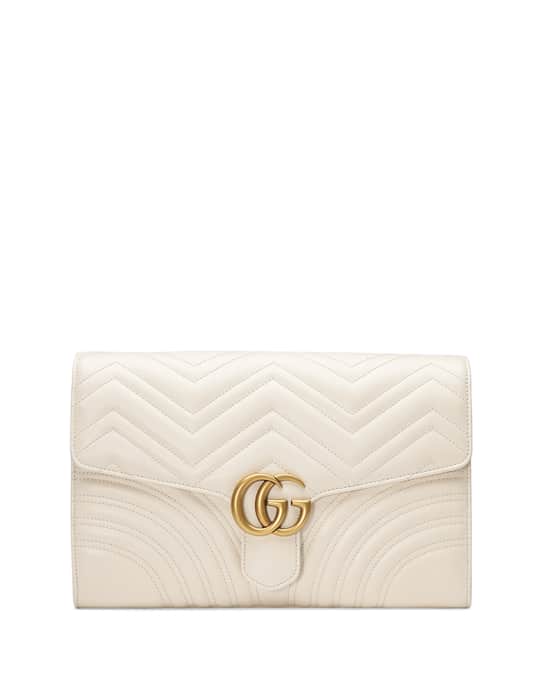 Gucci GG Marmont Chevron Quilted Leather Flap Clutch Bag | Neiman Marcus