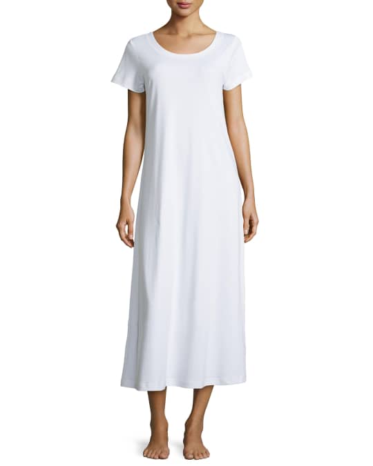 P Jamas Butterknit Short-Sleeve Long Gown | Neiman Marcus