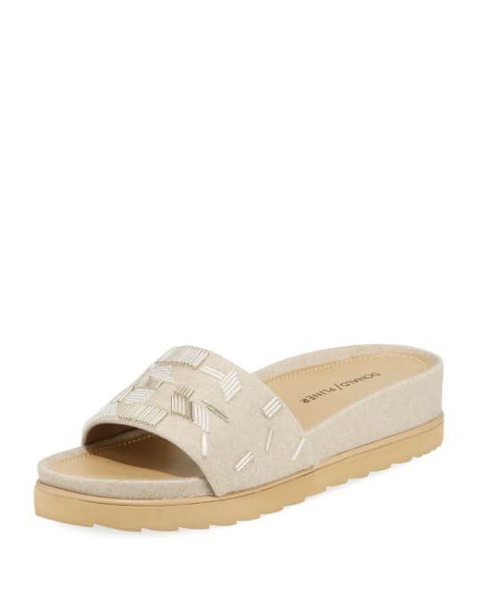 Donald J Pliner Cava Felt Beaded Slide Sandals | Neiman Marcus