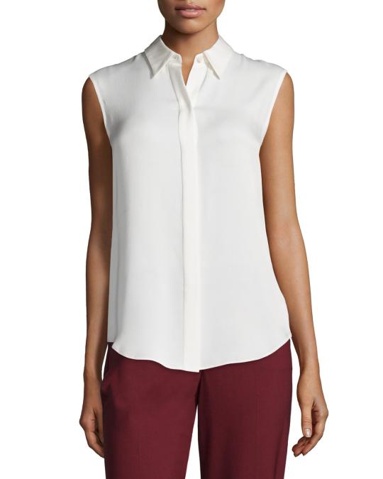 Theory Tanelis Sleeveless Silk Blouse | Neiman Marcus