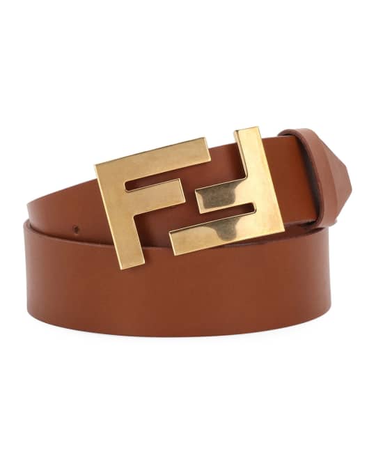 Double-F Buckle Leather Belt
