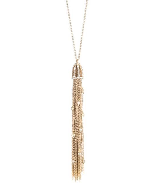 Cascading Crystal Tassel Pendant Necklace, Golden