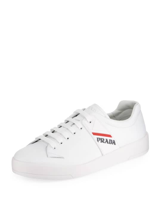 Prada vitello plume leather sneakers clearance