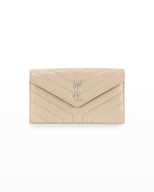 Saint Laurent Loulou Monogram YSL Continental V Flap Wallet Neiman Marcus