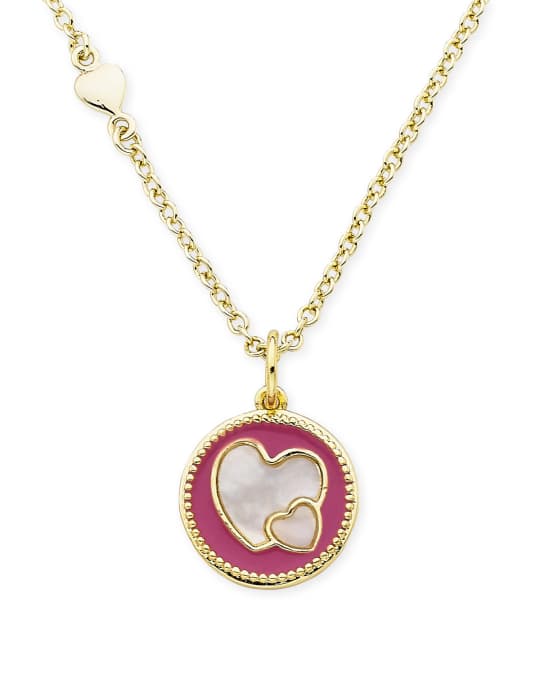 Girls' Heart Pendant Necklace, Hot Pink