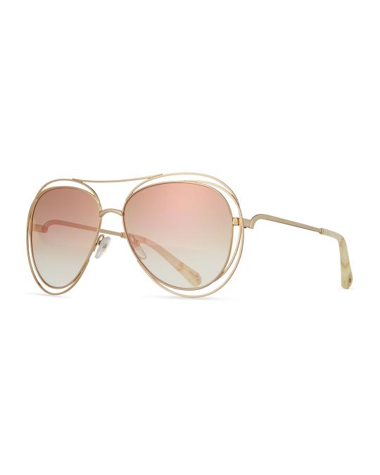 Chloé Carlina Sunglasses RARE New CHLOE Carlina Ladies Round Wire Frame Oversized  main image 4