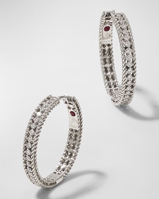 Diamond Symphony Barocco 18k White Gold Diamond Hoop Earrings