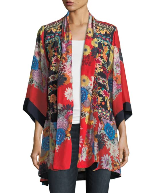 Johnny Was Mishka Rose Embroidered Silk Kimono | Neiman Marcus