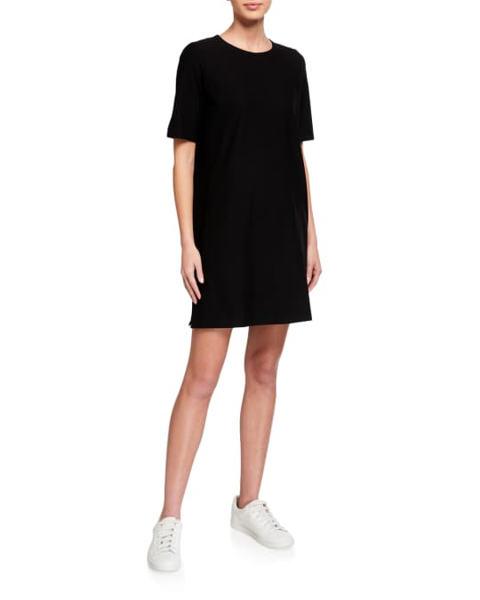 Eileen Fisher Half-Sleeve Crepe Shift Dress | Neiman Marcus