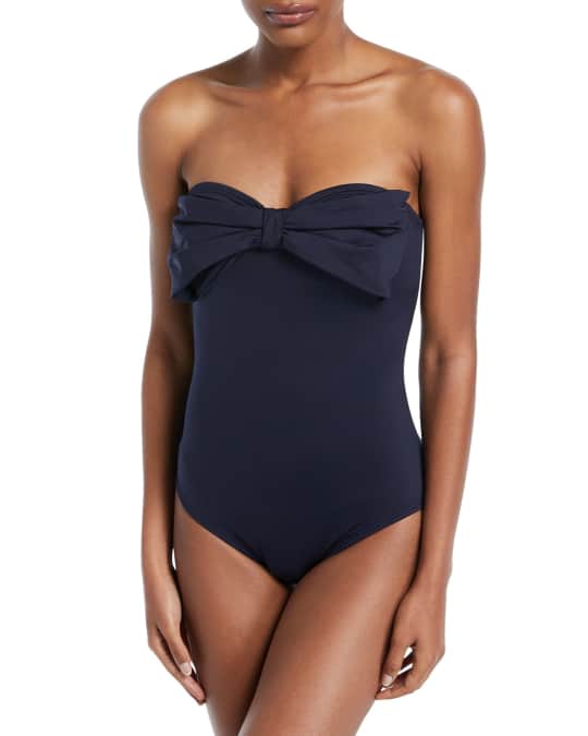strapless bow bandeau one-piece swimsuit