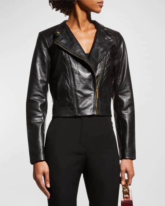 Michael michael kors cropped leather jacket on sale