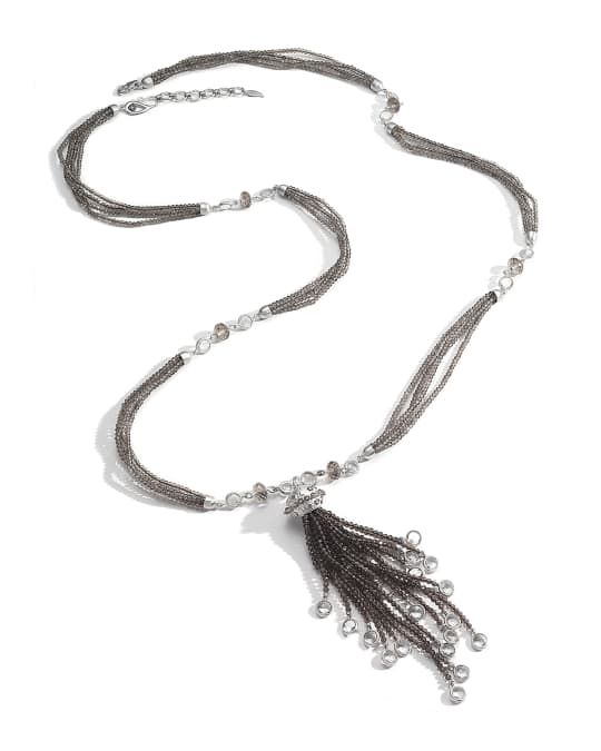 Affinity Beaded Tassel Necklace with Diamonds