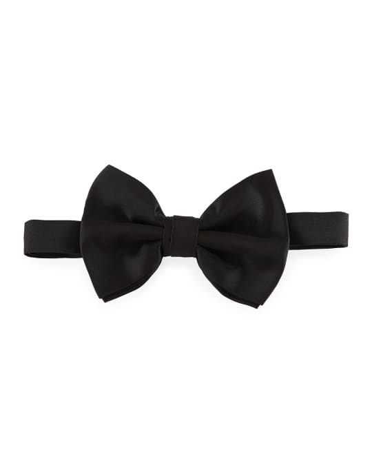 Emporio Armani Pre-Tied Silk Bow Tie, Black | Neiman Marcus