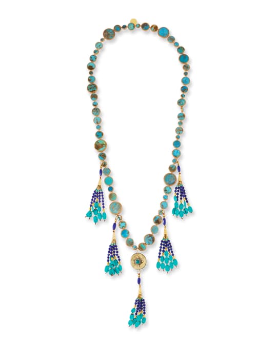 Devon Leigh Long Turquoise & Lapis Tassel Necklace | Neiman Marcus