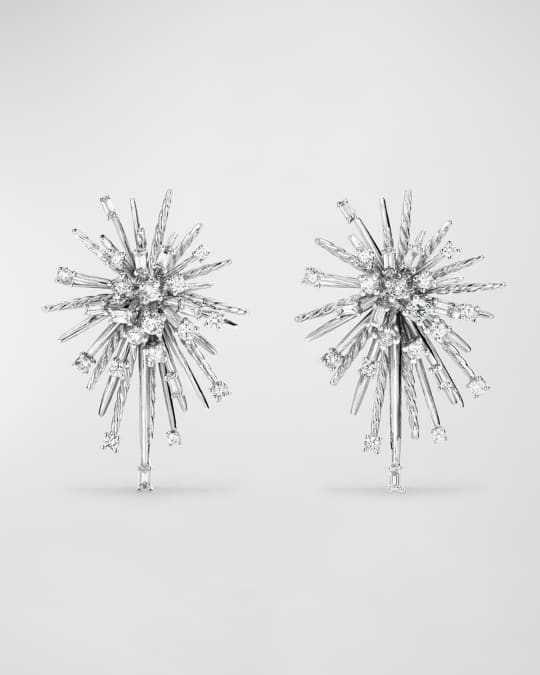 Supernova Diamond Climber Earrings in 18K White Gold