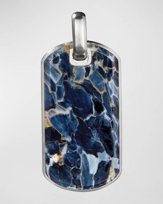 David Yurman Men's Exotic Stone Dog Tag in Pietersite, 35mm | Neiman Marcus