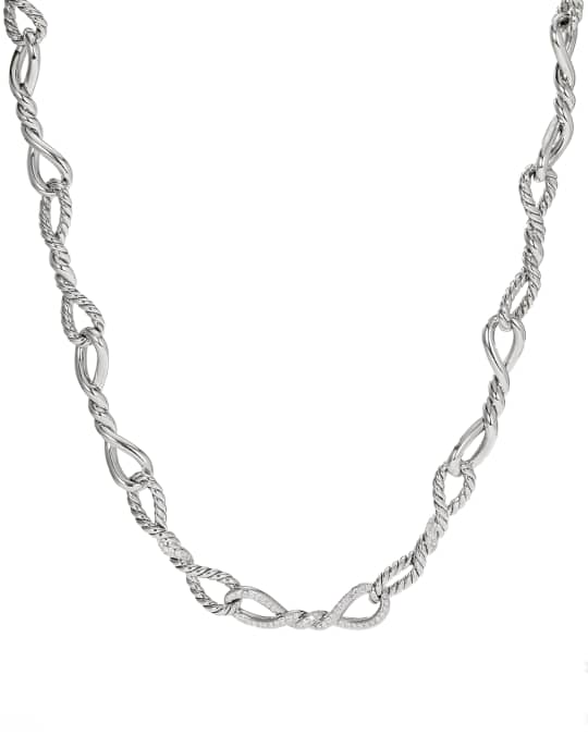 David Yurman Continuance Silver Diamond & Link Necklace, 20