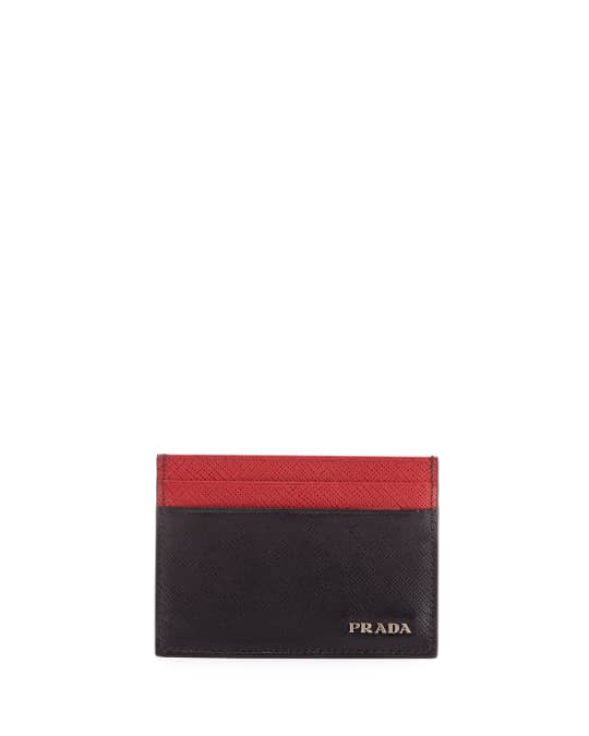 Prada Colorblock Saffiano Leather Card Case | Neiman Marcus