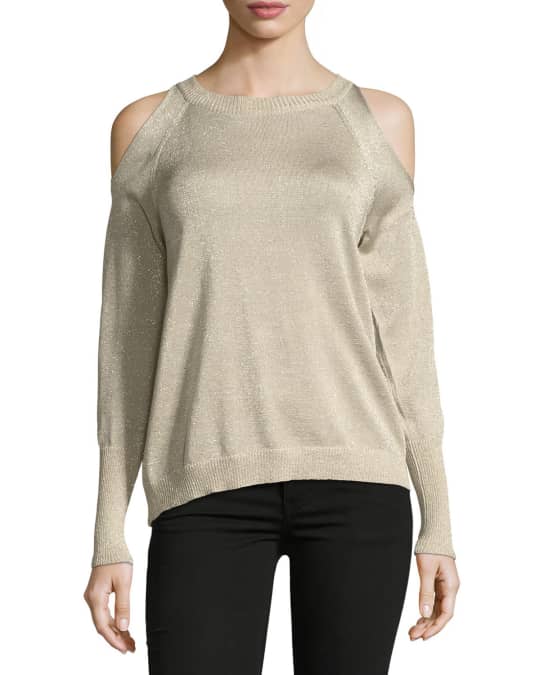 Tasha Cold-Shoulder Metallic Sweater