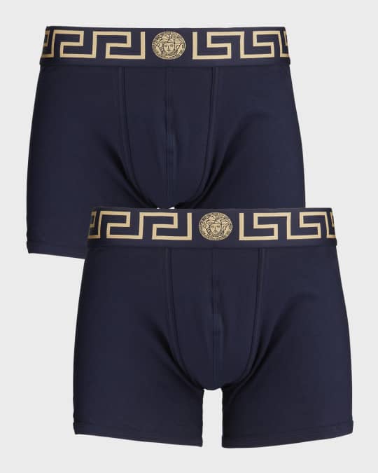 Versace TwoPack Greca Border Long Boxer Trunks Neiman Marcus