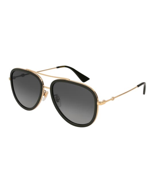 Gucci Metal Acetate Gradient Aviator Sunglasses Gold Black Neiman Marcus