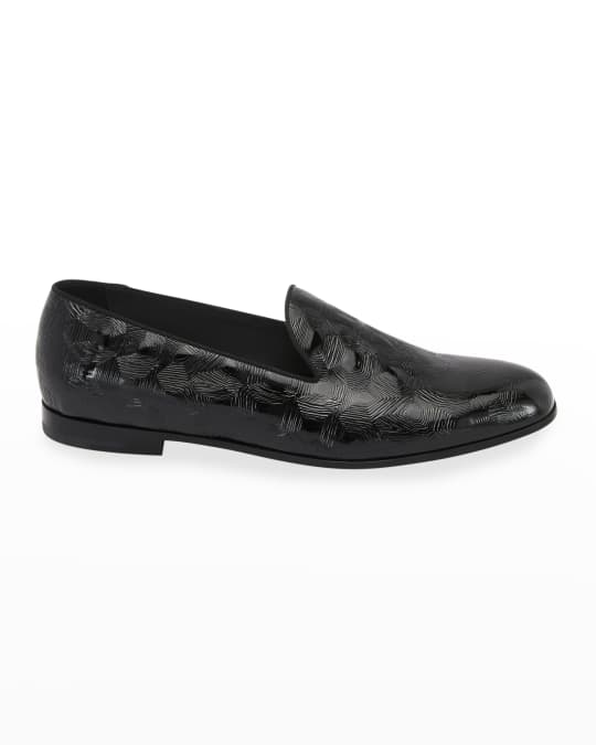 Giorgio Armani Textured Patent Leather Slip-On Loafer | Neiman Marcus