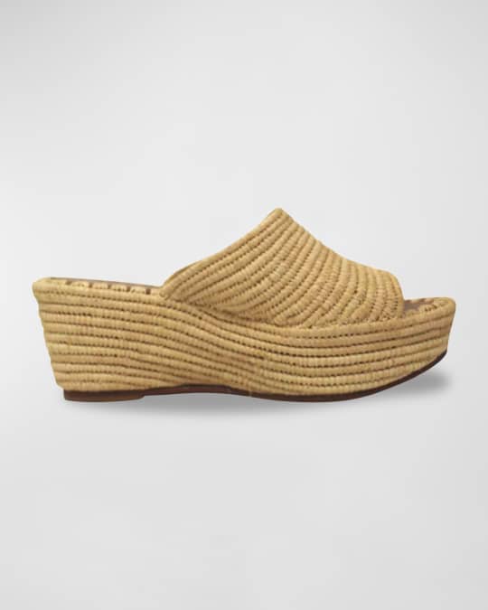 Karim Woven Raffia Wedge Slide Sandals