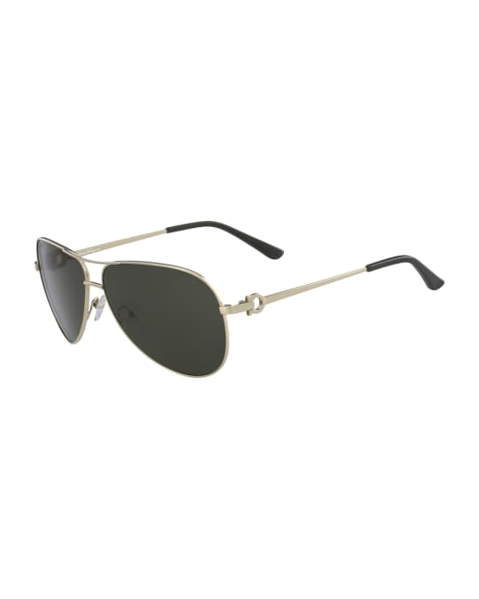 Ferragamo Men's Signature Metal Aviator Sunglasses | Neiman Marcus