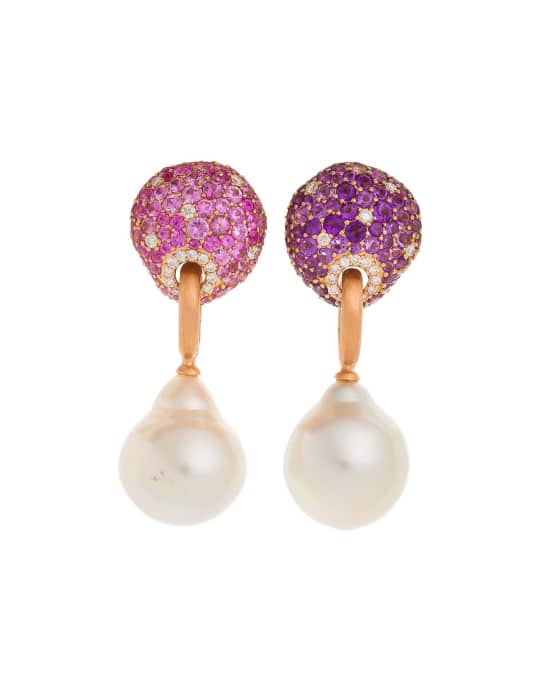 Margot McKinney Jewelry 18k Rose Gold Stone Baroque Pearl Drop Earrings Neiman Marcus