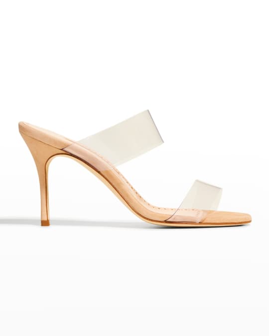 Manolo Blahnik Scolto PVC Two Strap Sandals Neiman Marcus
